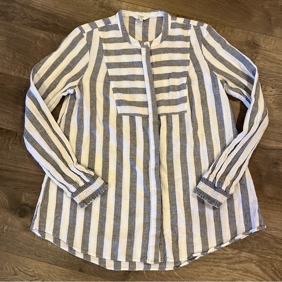 Crown & Ivy Womens Blouse Top Size L Large Striped Casual - Picture 1 of 6